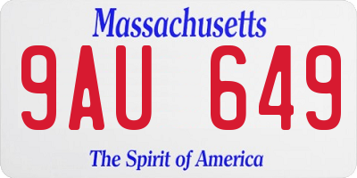 MA license plate 9AU649