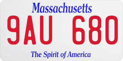 MA license plate 9AU680