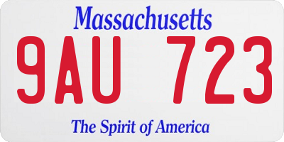 MA license plate 9AU723
