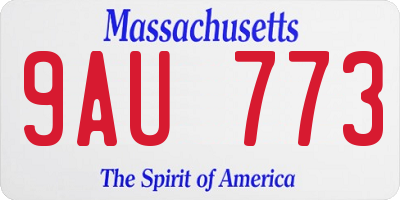 MA license plate 9AU773