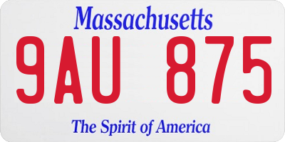 MA license plate 9AU875