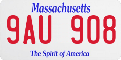 MA license plate 9AU908