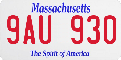 MA license plate 9AU930