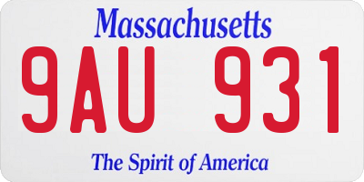 MA license plate 9AU931