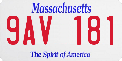 MA license plate 9AV181