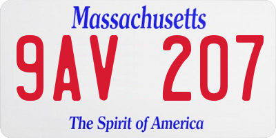 MA license plate 9AV207