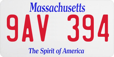 MA license plate 9AV394