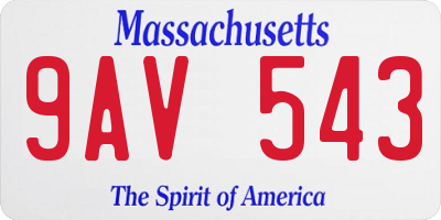 MA license plate 9AV543