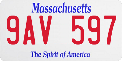 MA license plate 9AV597