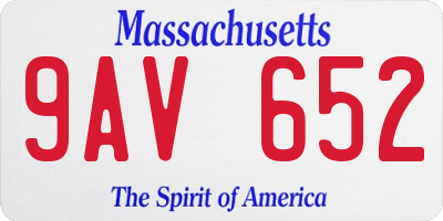 MA license plate 9AV652
