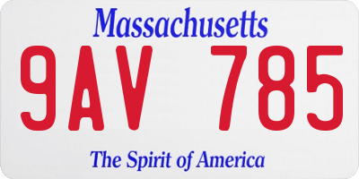 MA license plate 9AV785