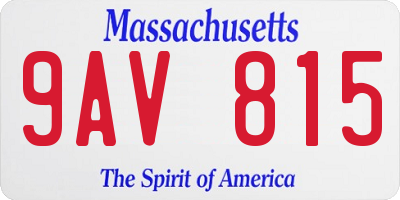 MA license plate 9AV815