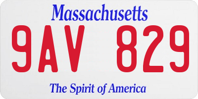 MA license plate 9AV829