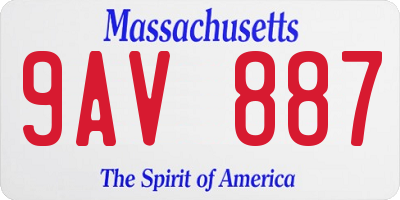 MA license plate 9AV887