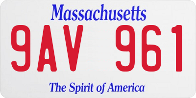 MA license plate 9AV961