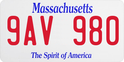 MA license plate 9AV980