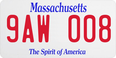 MA license plate 9AW008