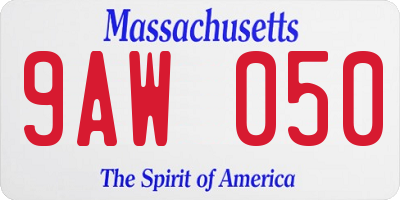 MA license plate 9AW050