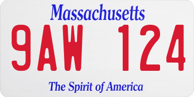MA license plate 9AW124