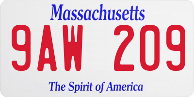 MA license plate 9AW209