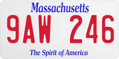 MA license plate 9AW246