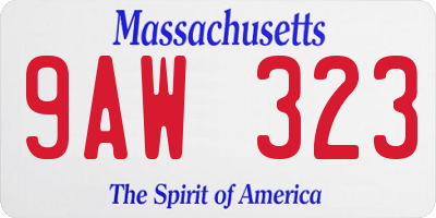 MA license plate 9AW323