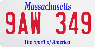 MA license plate 9AW349