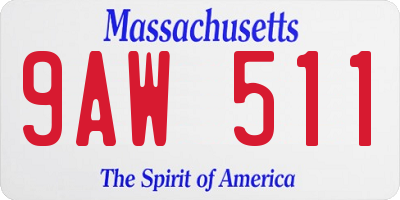 MA license plate 9AW511