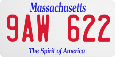 MA license plate 9AW622
