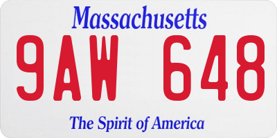 MA license plate 9AW648