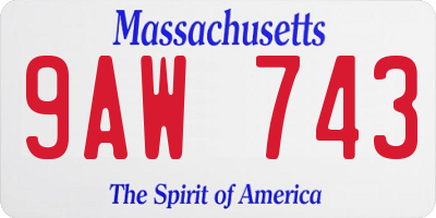 MA license plate 9AW743