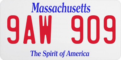 MA license plate 9AW909