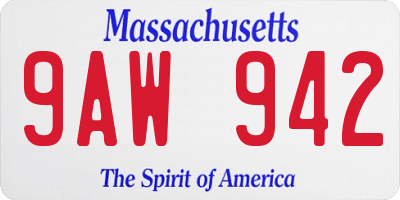 MA license plate 9AW942