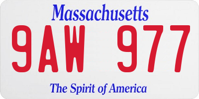 MA license plate 9AW977