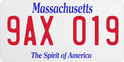 MA license plate 9AX019