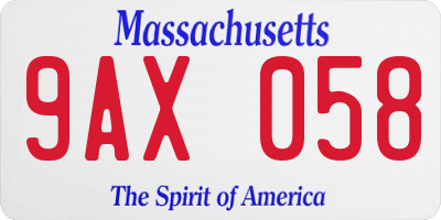 MA license plate 9AX058