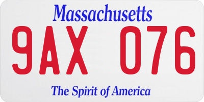 MA license plate 9AX076