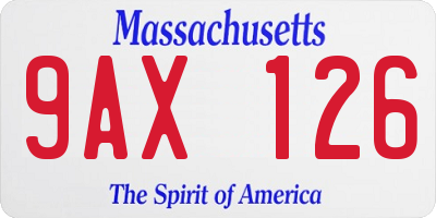 MA license plate 9AX126