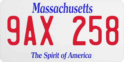 MA license plate 9AX258
