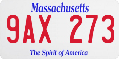 MA license plate 9AX273