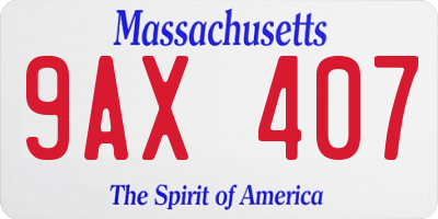 MA license plate 9AX407