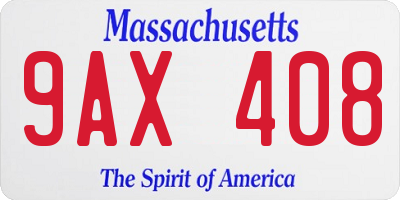 MA license plate 9AX408