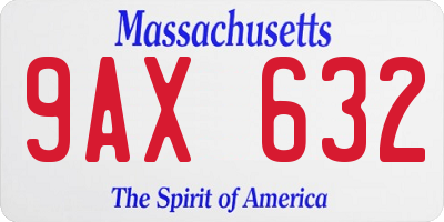 MA license plate 9AX632