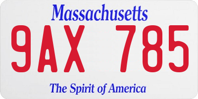 MA license plate 9AX785