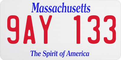 MA license plate 9AY133