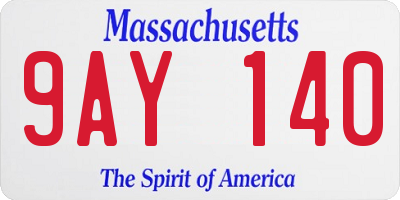 MA license plate 9AY140