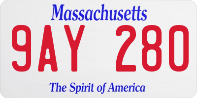 MA license plate 9AY280