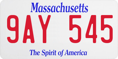 MA license plate 9AY545