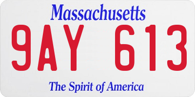 MA license plate 9AY613