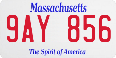 MA license plate 9AY856